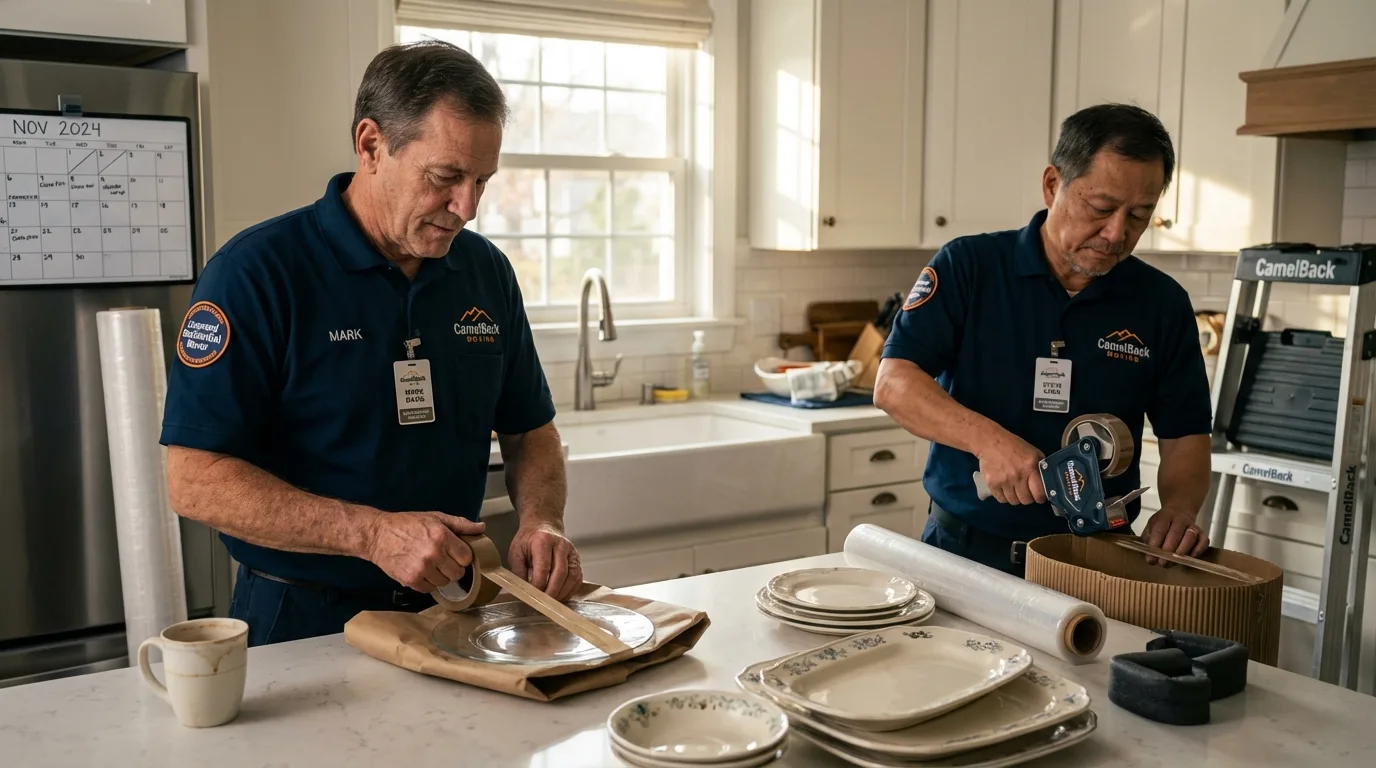 Professional crew packing kitchen dishware in Lawndale, CA